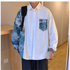 港风花型长袖衬衫男大码情侣风衬衫男长袖衬衣男CS7714P60，男装衬衫，星座226-1