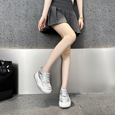 夏季网面小白鞋女2024真皮镂空透气百搭厚底增高休闲运动板鞋，女鞋休闲鞋，电商A223