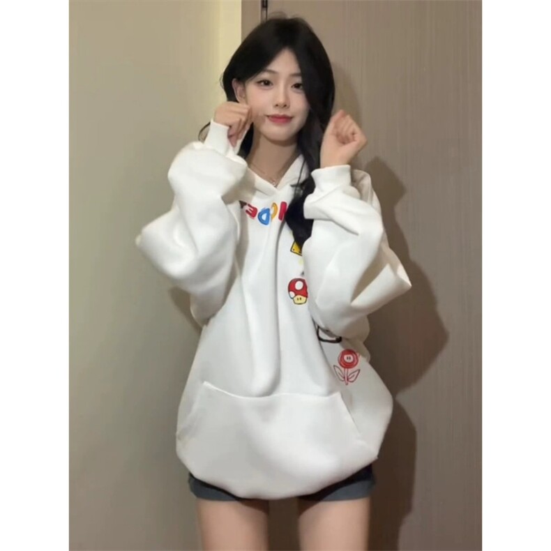 5306-P45原版做工纯棉华棉复合休闲宽松连帽卫衣薄款,女装卫衣/绒衫,星座617A-2