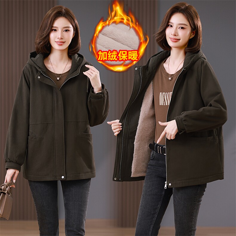 时尚加绒保暖女装派克服外套显瘦百搭冬季必备单品,女装派克服,韩派