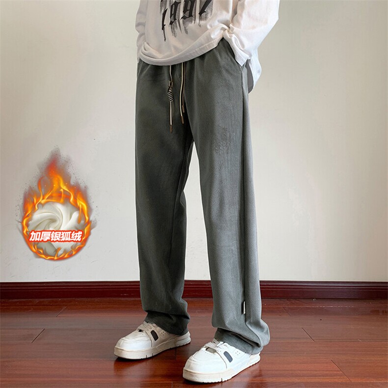 冬新cleanfit丝绒雕花面料大码男士潮牌宽松拖地裤K1131J加绒-P60,男装休闲裤,电商A001-1