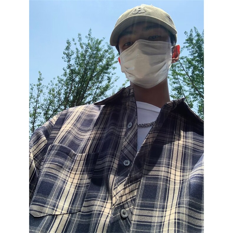 新款衬衫潮流慵懒男方领衬衫 P32图片