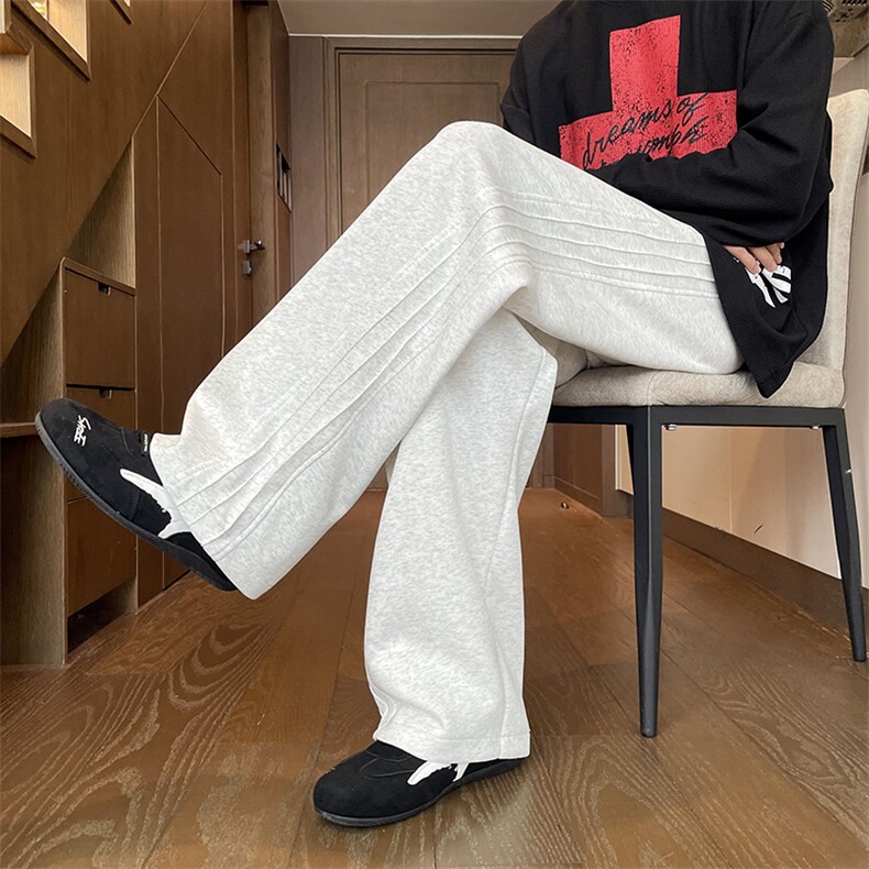 秋季男士休闲裤直筒卫裤宽松长裤运动裤褶皱大码A266-KZ456-P45图片