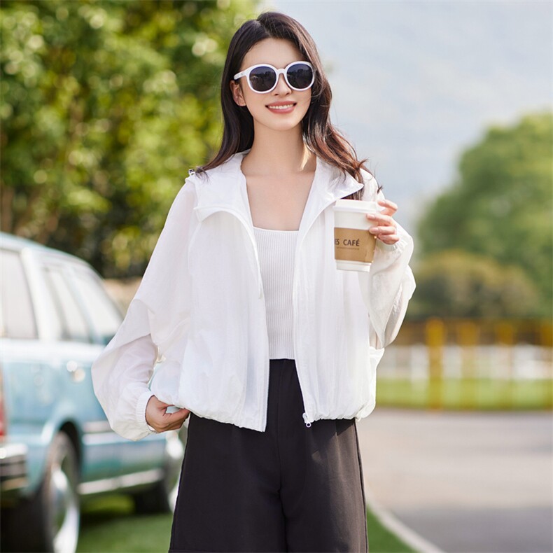 黑色短款防晒衣女夏季2025新款轻薄透气防紫外线防晒服蝙蝠衫外套,女装防晒衣,梦懿尔