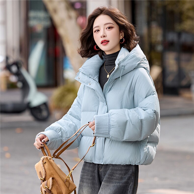 小个子90绒羽绒服短外套女2025冬季韩系休闲宽松显瘦白鸭绒面包服,女装羽绒服,辉之琳