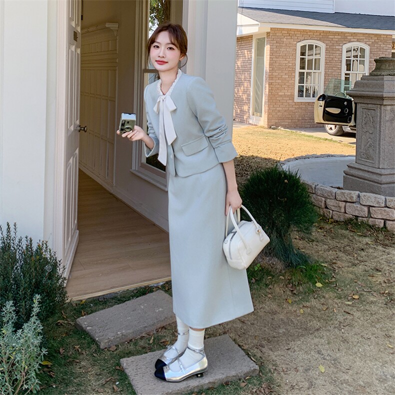 气质潮流两件套女2025秋季新款小香风时尚外套半身裙套装职业装,女装套装/套裙,霓裳依族
