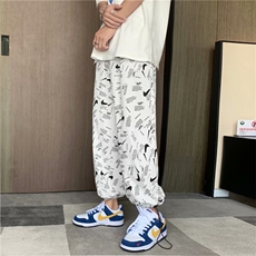 阔腿运动男生宽松束脚印花裤子灯笼萝卜九分卫裤高街insK551-P32，男装休闲裤，星座512-2