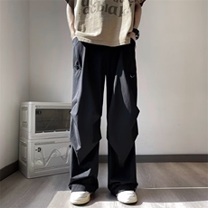 夏季薄款速干宽松直筒阔腿长裤冰丝伞兵降落工装裤男士K7148-P37，男装休闲裤，星座512-3