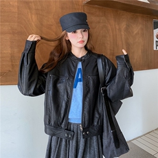 黑色复古短款皮衣女2025秋季新款甜酷风小个子高级感减龄机车夹克，女装短外套，2C326