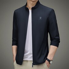 男士秋季夹克外套新款男装立领中年商务休闲纯色茄克衫上衣服男，男装夹克，电商B212（原钱塘6029）