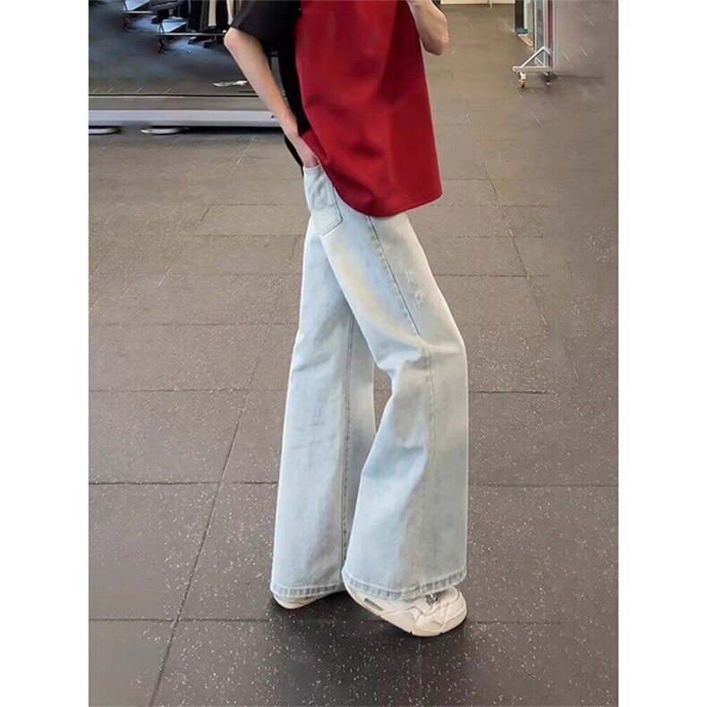 浅蓝色微喇牛仔裤男夏季显瘦显高直筒不贴腿裤修身弯刀裤NA442,男装牛仔裤,星座1116A（原606A-3）
