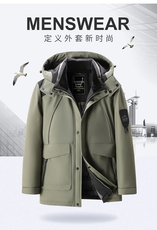 2026新款中老年户外羽绒服冲锋衣外套男款防风抗寒连帽羽绒服大衣，男装夹克，钱塘723