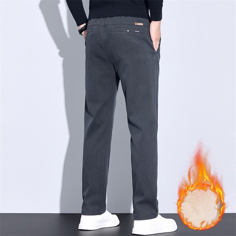 秋冬款男士加绒加厚商务微阔腿裤时尚潮流男装长裤厚款莱赛尔西裤，男装西裤，星座224-1