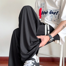 特批P26差价夏季凉感冰丝顺滑复古纯色宽松大码休闲裤男K5652B，男装休闲裤，电商A001-1