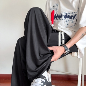 特批P26差价夏季凉感冰丝顺滑复古纯色宽松大码休闲裤男K5652B图片