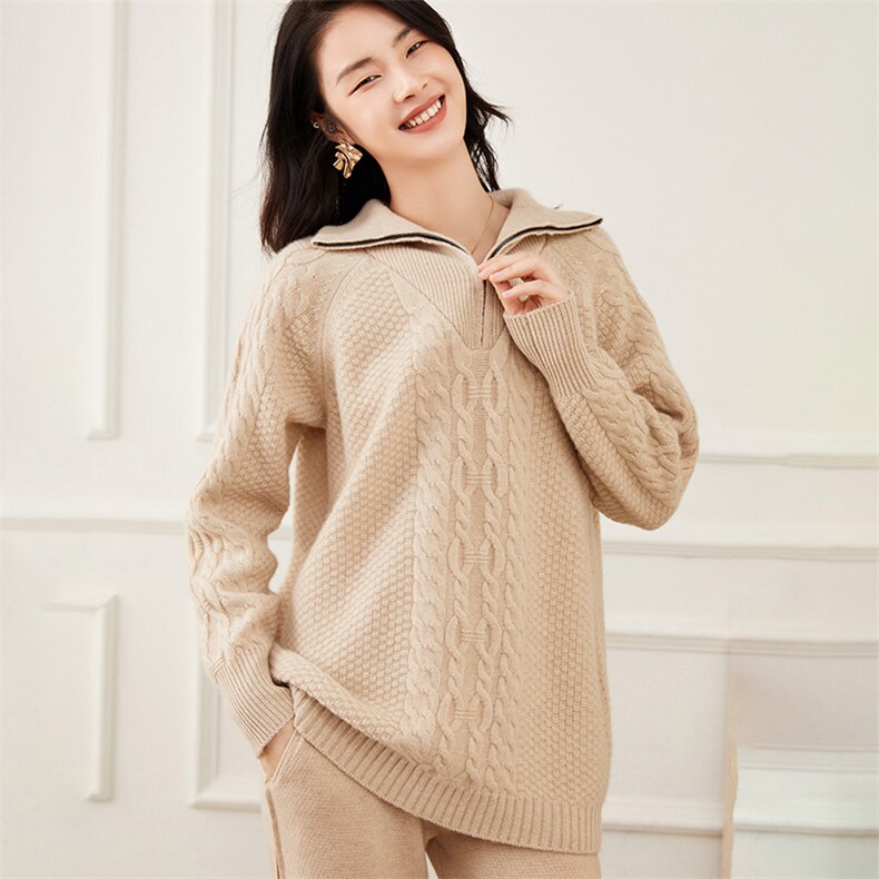 秋冬显瘦毛衣女宽松休闲打底针织35%山羊绒衫，女装羊绒衫，杭跃羊绒