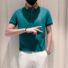 2023轻熟风夏季时尚刺绣短袖百搭翻领T恤拼色POLO衫男T2302-P45，男装T恤，电商A413