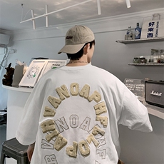 潮高街刺绣t恤oversize美式短袖男ins情侣短袖T014-P33，男装T恤，星座308B-1