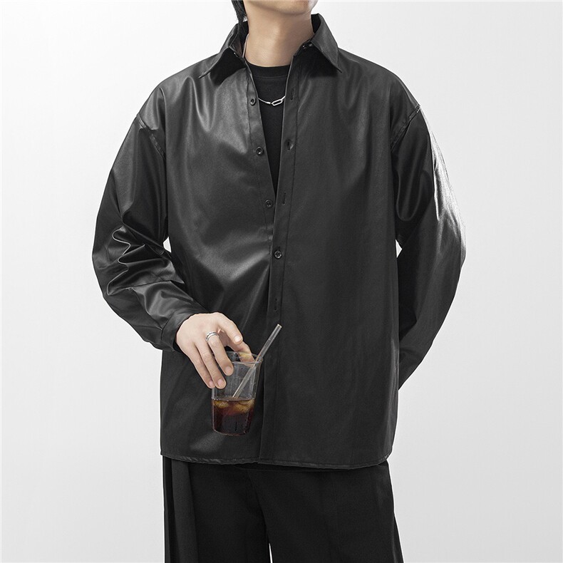港风秋冬款男PU皮衬衫休闲宽松皮夹克外套JK0026P50,男装夹克,星座1013-1