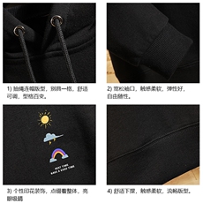 WY2141-P40加绒P45纯连帽卫衣男大码运动帽衫宽松薄外套，男装卫衣，电商A040A