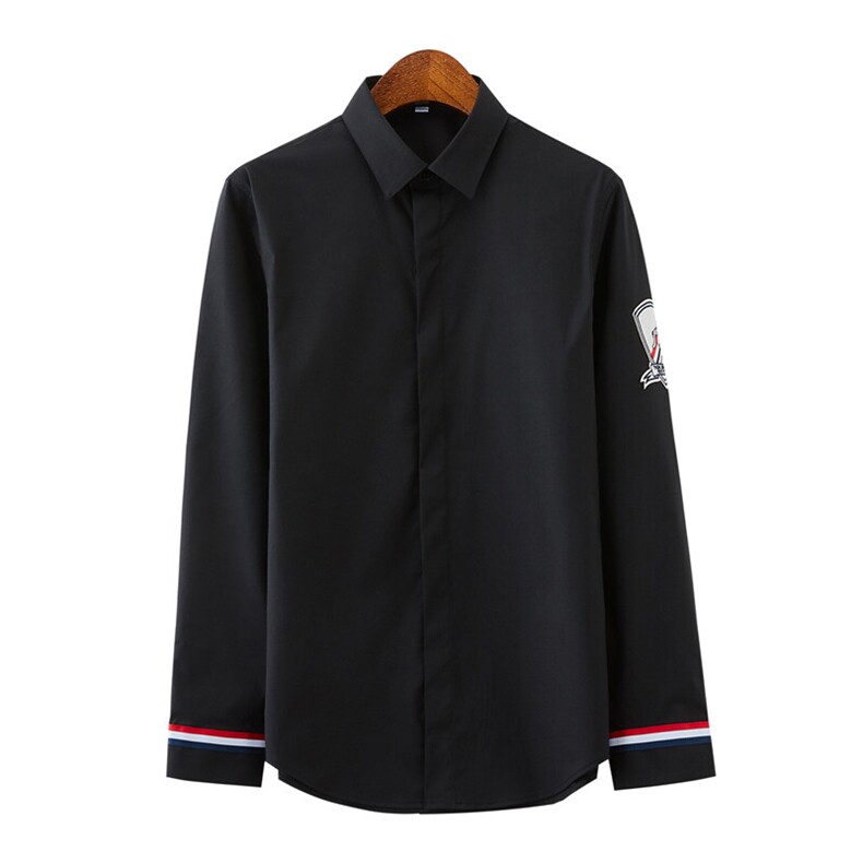 男休闲衬衣弹力时尚高品质肩章白衬衫两色228-1011-P40,男装衬衫,星座228