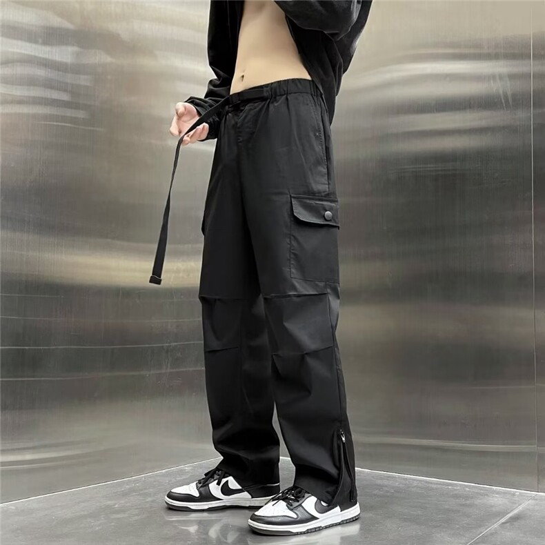 机能垂感工装裤男潮牌直筒宽松拉链阔腿裤高街休闲冲锋裤SK82-p37,男装工装外套,星座1008-1