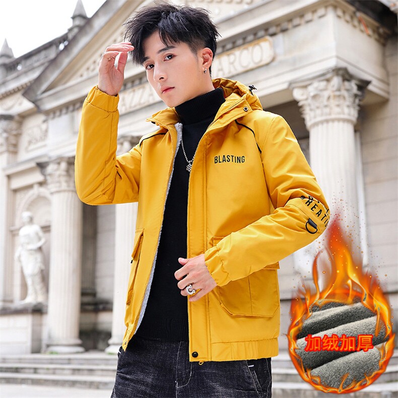 秋冬新款棉服男模特加厚夹克风衣保暖外套工装棉衣黑色862加绒,男装夹克,星座1207
