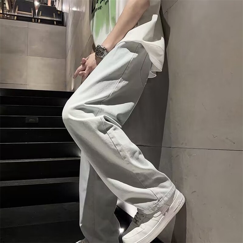 美式牛仔裤男潮牌直筒宽松oversize垂感休闲痞帅阔腿裤60500-P35,男装牛仔裤,星座1008