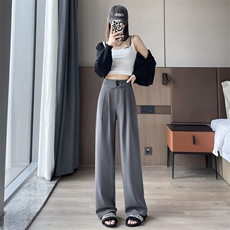 窄版西装阔腿裤女2024秋季新款高腰垂感显瘦休闲裤直筒拖地裤，女装休闲裤，梦白服饰厂