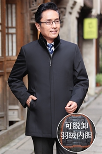 8907/主推！ 可脱内胆可脱真毛！羽绒服男爸爸中长款90绒外套图片