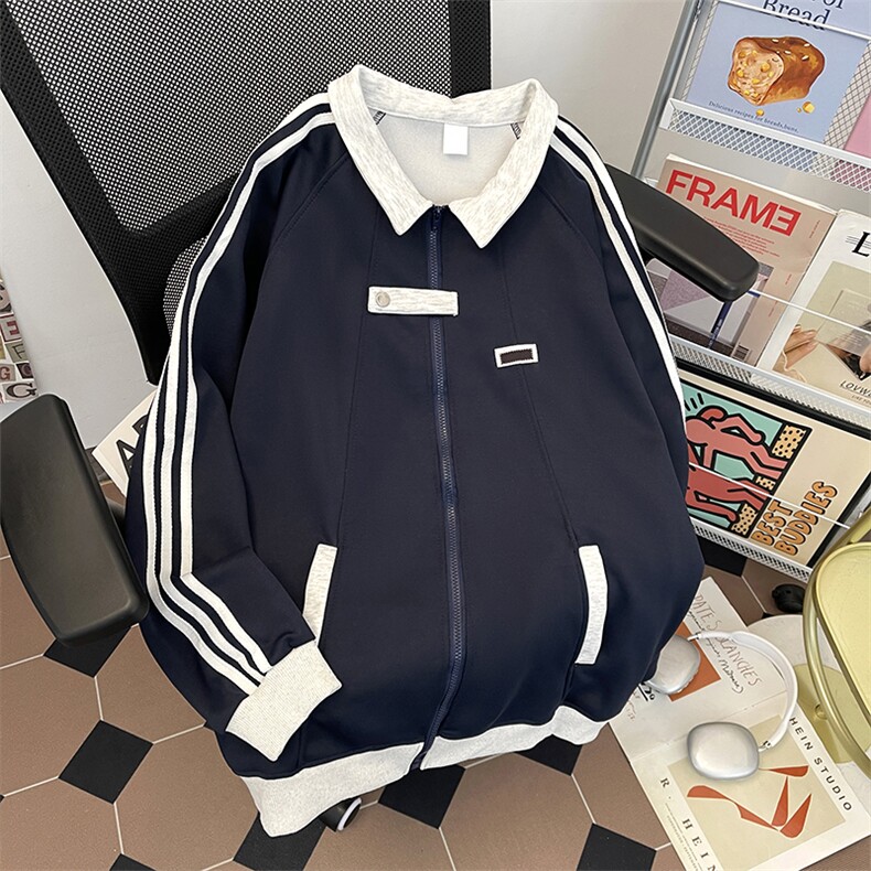 美式拼接运动夹克男冬季百搭情侣外套高街棒球服WY0391-P46图片