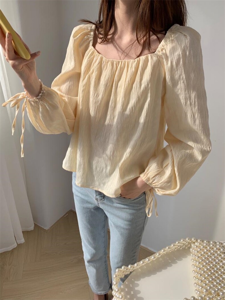 TWTIUWOO-21春季法式方领小衫，女装，她物