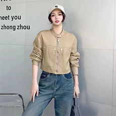 2024春装新款时尚百搭机车皮衣，女装皮衣，美拉德工厂直营店