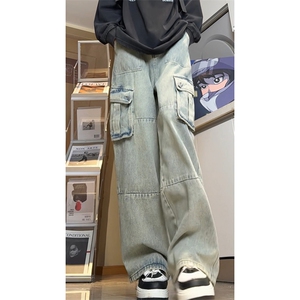 痞帅ins休闲裤潮牌松弛感牛仔裤休闲宽松裤子K590TP60控89图片