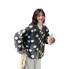 灰色立体花朵毛呢外套女2025冬季新款韩系高级感气质加厚呢子上衣，女装派克服，2D034