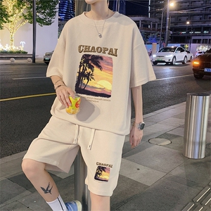 ！2024夏季新款男士华夫格短袖T恤套装百搭半袖HTZ35P50图片