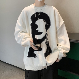 美式潮牌圆领毛衣男2024秋冬新款高街慵懒宽松针织衫 M1686-P48图片
