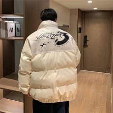 pu皮拼接面包服棉服情侣冬季加厚棉衣加厚外套MY266特P95控158，男装皮衣，电商B370