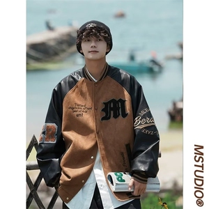 美式复古高街夹克男2024年春秋季新款潮牌宽松棒球服外套J330-P65图片