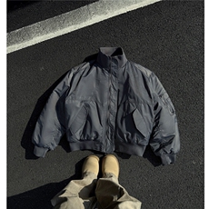 新品美式高街宽松短款飞行棉服夹克加棉外套男H1036特P105，男装夹克，电商A341