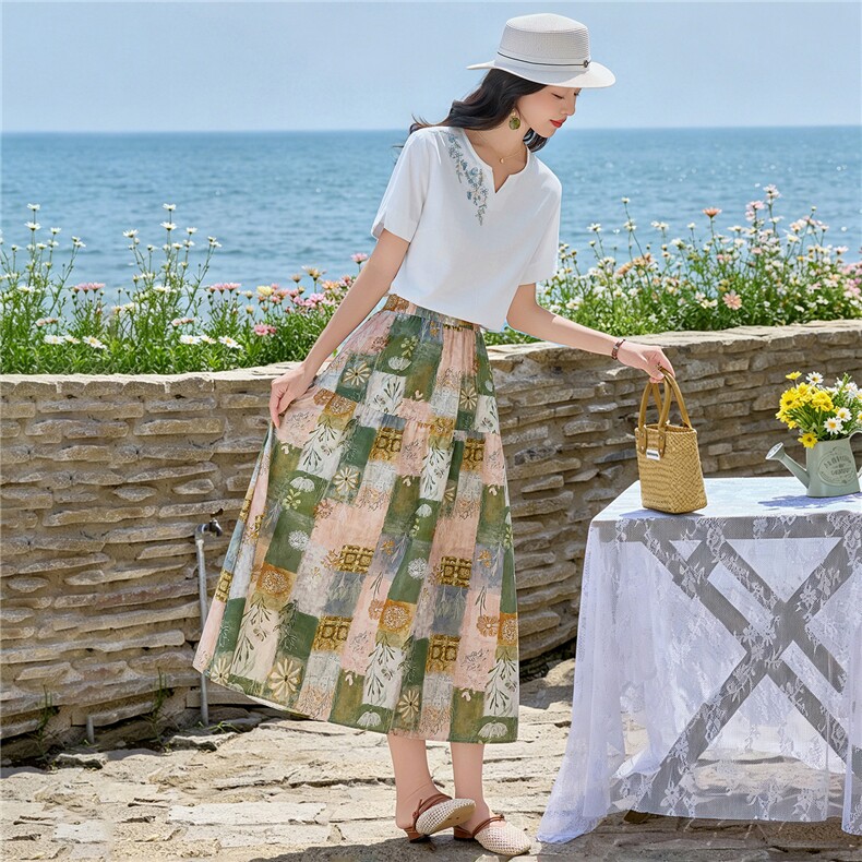 8369时尚刺绣小衫+印花半裙套装（可分开购买）,女装套装/套裙,倪叶myz