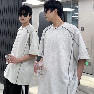 美式复古线头设计感短袖夏季圆领铆钉装饰T恤男女T802-P38，男装T恤，电商C307A