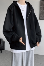 春季cleanfit重磅连帽卫衣男美式假两件开衫短款垫肩外套KS003P68，男装卫衣，电商B312