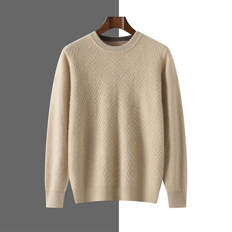 高品质男士羊绒套头衫秋季新款加厚保暖时尚百搭圆领毛衣，男装羊绒套衫，隆格羊绒