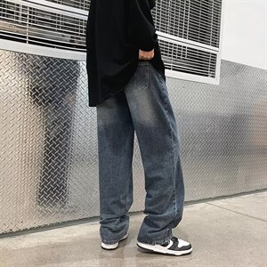 牛仔裤男秋季潮大码休闲裤子高街慵懒男日系N1020P43图片