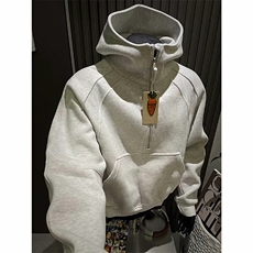 港风日系复古纯色套头连帽卫衣男时尚潮流XZ213-W90947-P75控108，男装卫衣，星座213