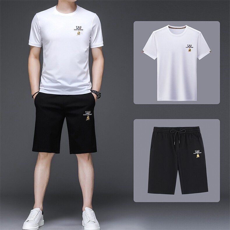中老年运动套装男夏季2023新款中年商务休闲宽松男士三件套男装,男装休闲套装,电商B212（原钱塘6029）