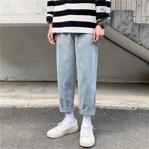 秋季韩版潮流休闲牛仔裤男宽松百搭直筒潮牌坠感老爹裤NK907-p35，男装牛仔裤，星座1008-1