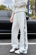 XK60022-P35条纹休闲裤男春秋款潮牌痞帅炸街宽松运动裤青少年，男装休闲裤，电商A178