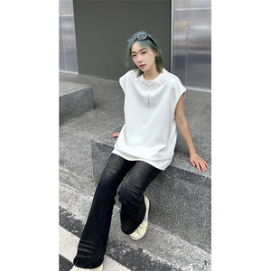 港风大码网红麂皮绒圆领无袖T恤背心男女 XZ213-T070-P35控48图片